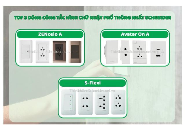 Công tắc ổ cắm  Zencelo A, AvatarOn A và S-Flexi Schneider 