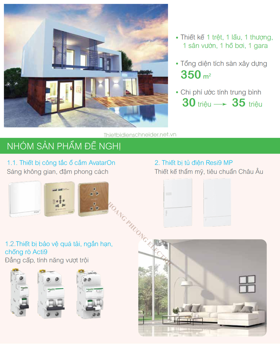 Gói thiết bị điện Schneider dành cho biệt thự