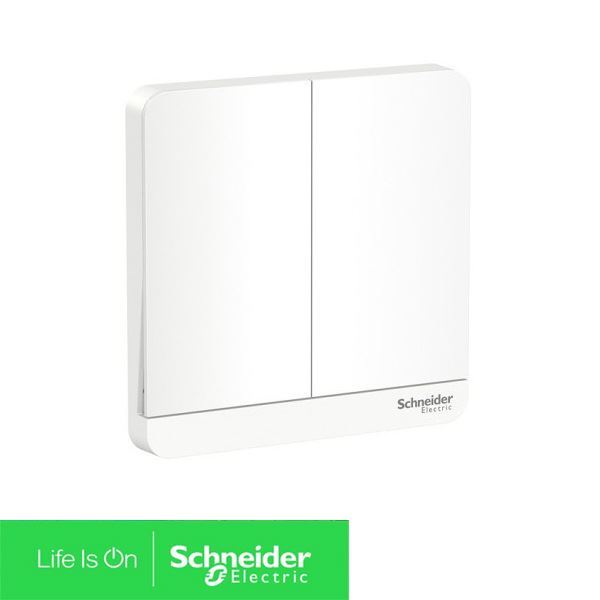 E8332L2LED_WE_G19 Schneider - Công tắc đôi 2 chiều, có đèn LED, màu trắng