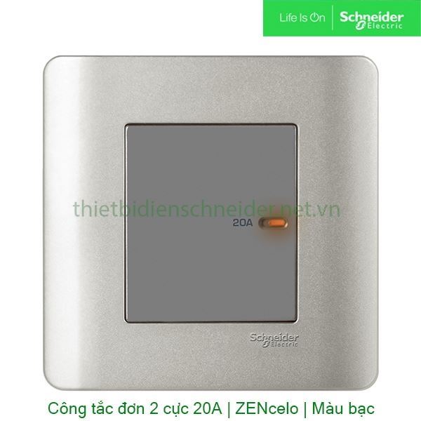 Bộ công tắc đơn 2 cực 20A E8431D20_SA_G19 Zencelo Schneider