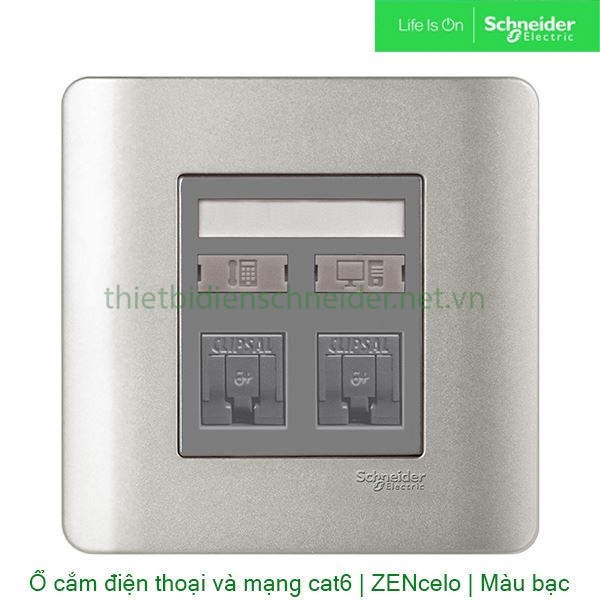 Bộ ổ cắm điện thoại và mạng cat6 E8432TDRJS_6SA_G19 Zencelo