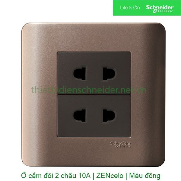 Bộ ổ cắm đôi 2 chấu 10A E84426U2_SZ_G19 Zencelo Schneider