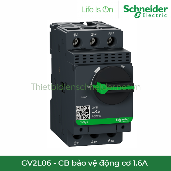 GV2L06 Schneider - CB bảo vệ động cơ 1.6A  