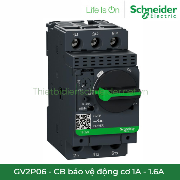 GV2P06 Schneider - CB bảo vệ động cơ 1 - 1.6A  
