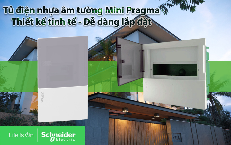 Tủ điện nhưa âm tường, cửa mờ Schneider