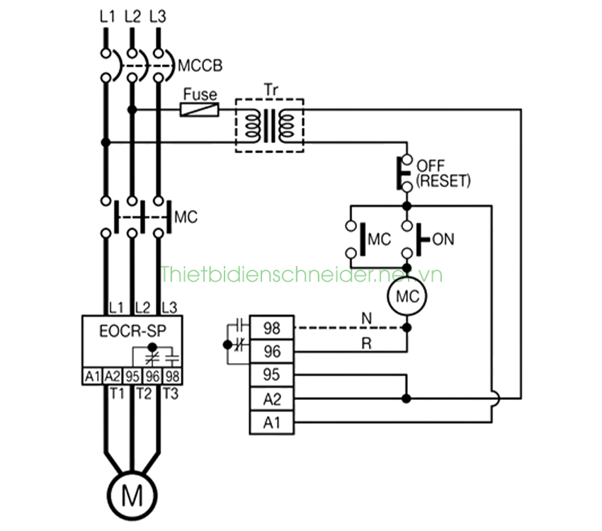 Sơ đồ đấu nối EOCR-SP Schneider